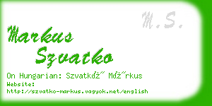 markus szvatko business card